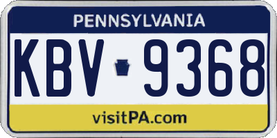 PA license plate KBV9368