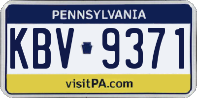 PA license plate KBV9371