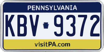 PA license plate KBV9372
