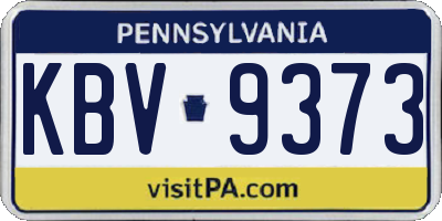 PA license plate KBV9373