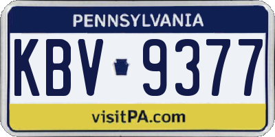 PA license plate KBV9377