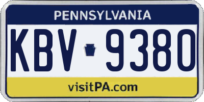 PA license plate KBV9380