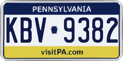 PA license plate KBV9382