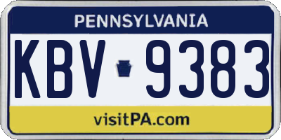 PA license plate KBV9383