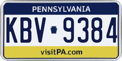 PA license plate KBV9384