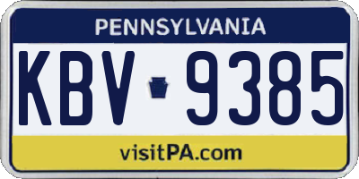 PA license plate KBV9385