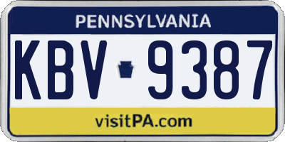 PA license plate KBV9387