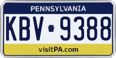 PA license plate KBV9388