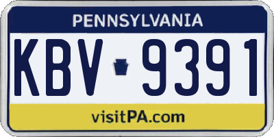 PA license plate KBV9391