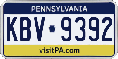 PA license plate KBV9392