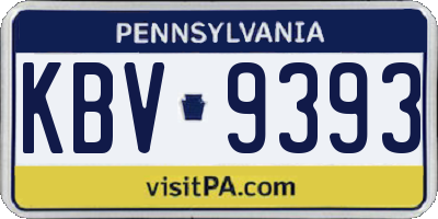 PA license plate KBV9393