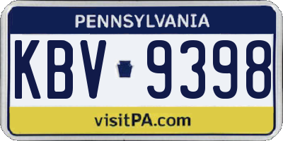 PA license plate KBV9398