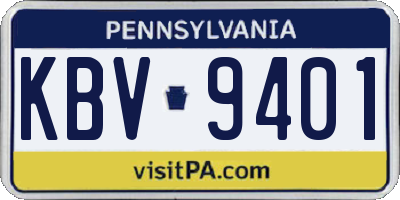 PA license plate KBV9401