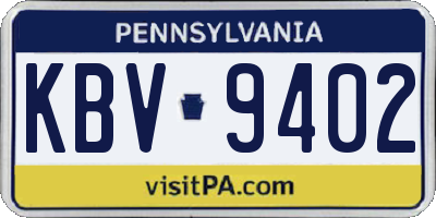PA license plate KBV9402