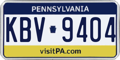 PA license plate KBV9404