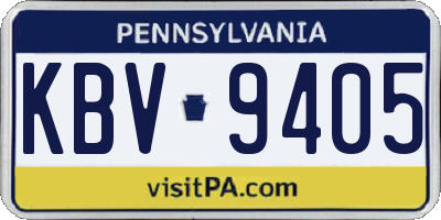 PA license plate KBV9405