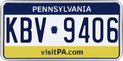 PA license plate KBV9406