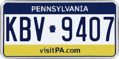PA license plate KBV9407