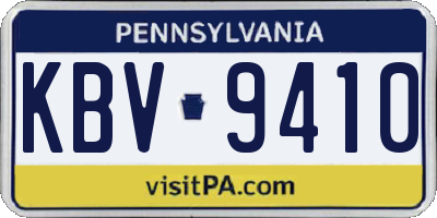 PA license plate KBV9410
