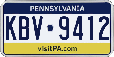 PA license plate KBV9412
