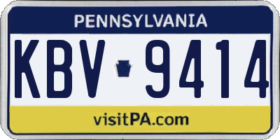 PA license plate KBV9414