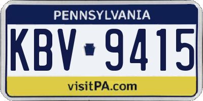 PA license plate KBV9415