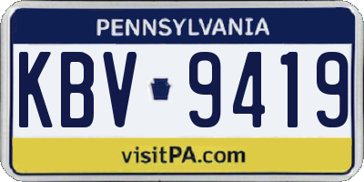 PA license plate KBV9419