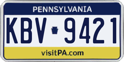 PA license plate KBV9421