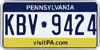 PA license plate KBV9424
