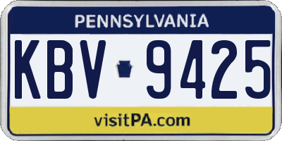 PA license plate KBV9425