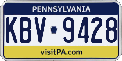 PA license plate KBV9428