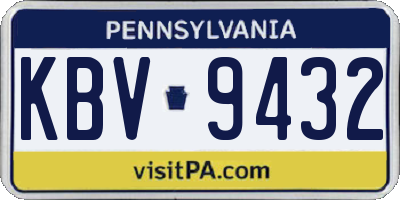 PA license plate KBV9432