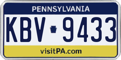 PA license plate KBV9433