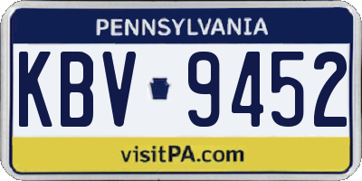 PA license plate KBV9452