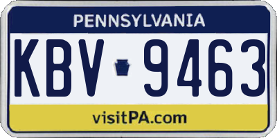 PA license plate KBV9463