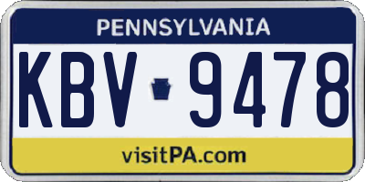 PA license plate KBV9478