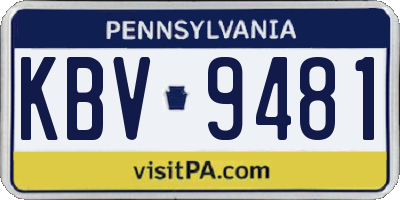 PA license plate KBV9481