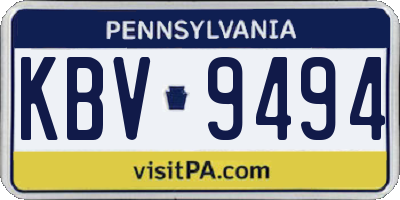 PA license plate KBV9494