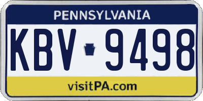 PA license plate KBV9498