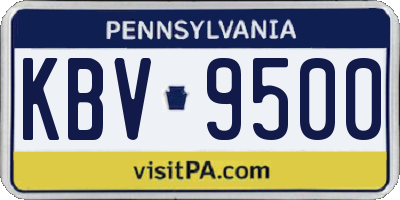 PA license plate KBV9500