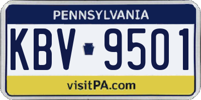 PA license plate KBV9501