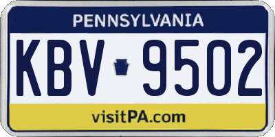 PA license plate KBV9502