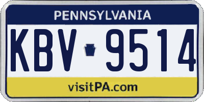 PA license plate KBV9514