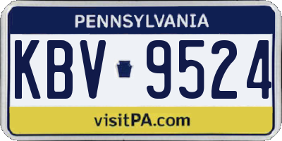 PA license plate KBV9524