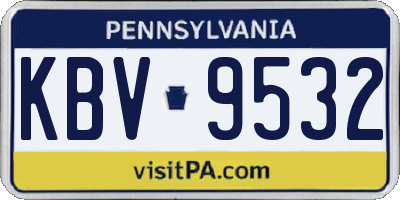 PA license plate KBV9532