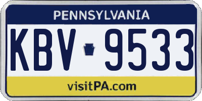 PA license plate KBV9533