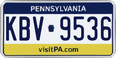 PA license plate KBV9536