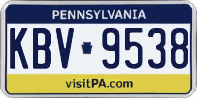 PA license plate KBV9538