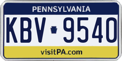 PA license plate KBV9540