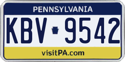 PA license plate KBV9542